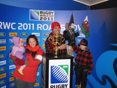 Taupo family with the Webb Ellis Cup